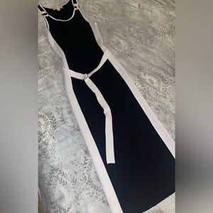 MICHAEL KORS Ribbed belted Sweater Tank Maxi Dress